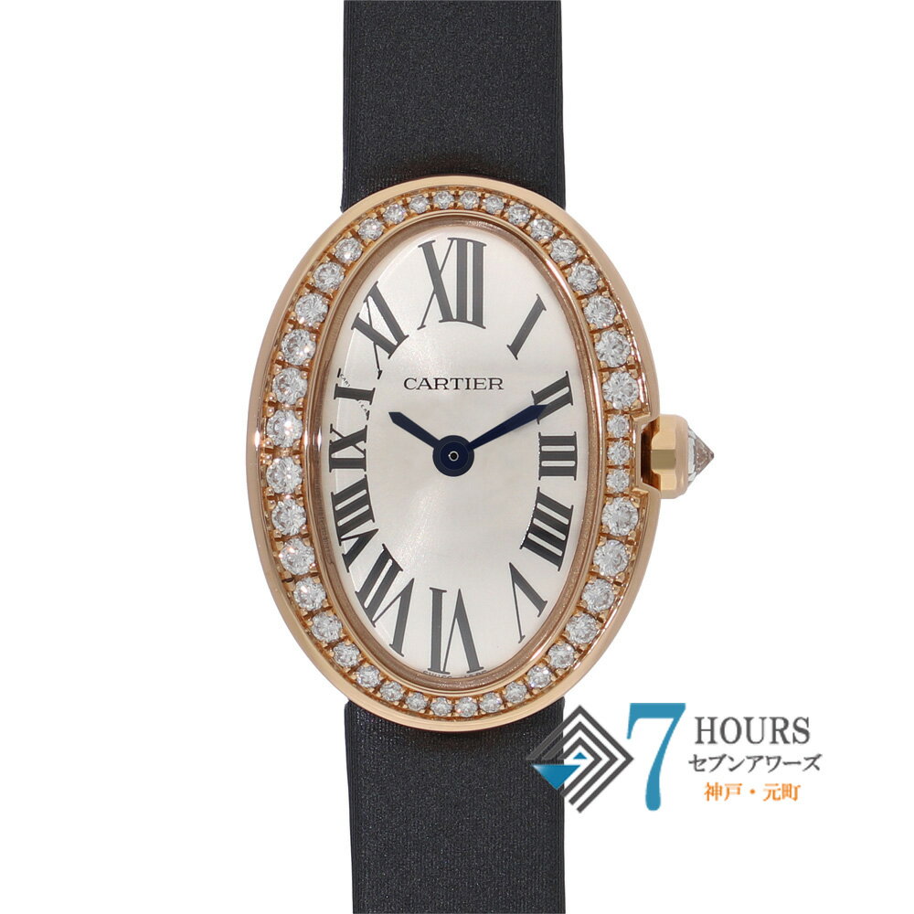 【145720】CARTIER カルティエ WB520028 ミニベニュワール シルバーダイヤル PG/レザー クオーツ ギャランティーカード 純正ボックス 腕時計 時計 WATCH レディース 女性 女【中古】