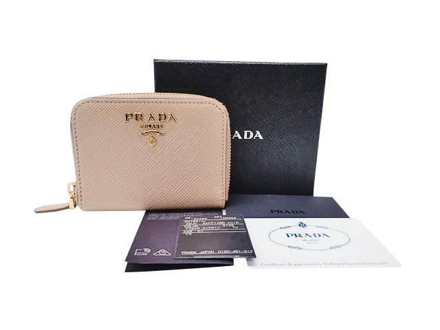 プラダ PRADA SAFFIANO CUIR サフィアーノレザー ジップアラウンド コインケース 1MM268 Aランク