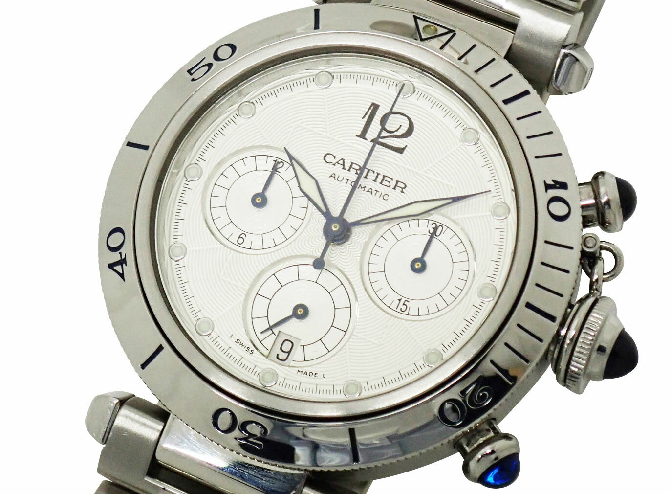 カルティエ パシャ 38mm クロノグラフ W31030H3 箱・保証書付【中古】