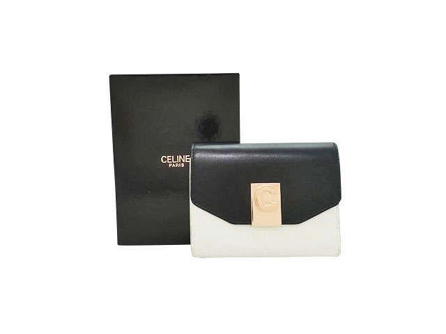Rakuten - CELINE セリーヌ C Logo Bicolor Cロゴ バイカラー Tri-Fold Wallet 三つ折り財布 10C723BQ8 【中古】Bランク