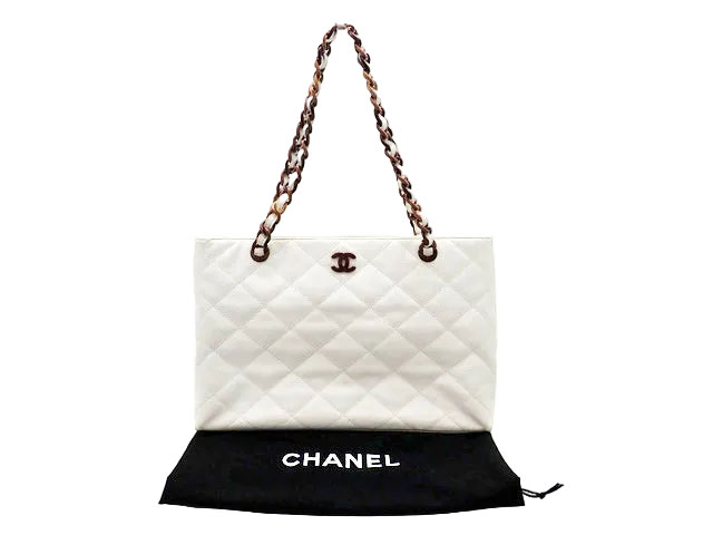 CHANEL シャネル COCO ココマーク Caviar Skin キャビアスキン Wood Grain ウッド調 Chain Shoulder Toto Bag チェーンショルダー トートバッグ 【中古】Bランク
