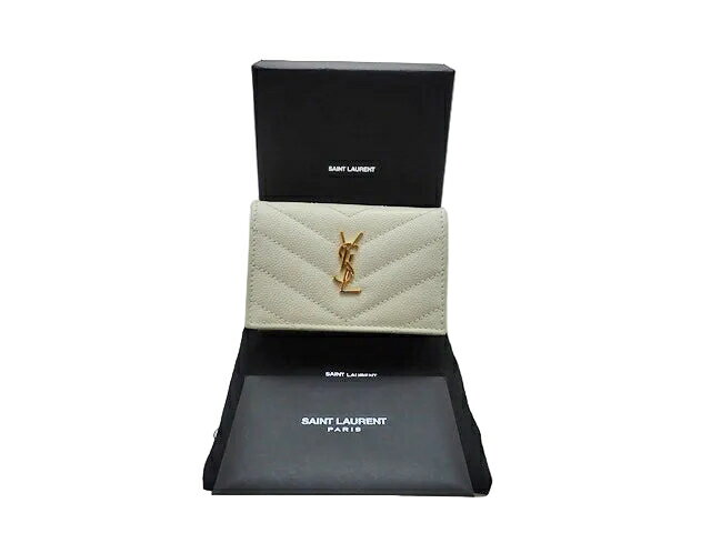 Rakuten - YSL SAINT LAURENT サンローラン カサンドラ マトラッセ モノグラム オリガミ タイニーウォレット キルティング グレインレザー 三つ折り コンパクトウォレット 668274BOWA19207【中古】Aランク