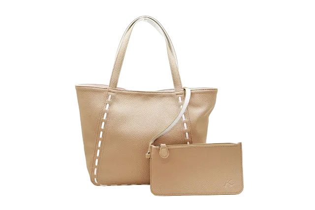 Rakuten - Kitamura キタムラ Stitch Design Leather Tote Bag with Pouch ポーチ付き ステッチ デザイン レザー トートバッグ 【中古】新品同様SAランク