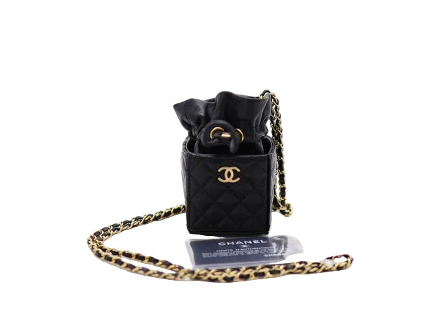 乐天商城 - CHANEL シャネル シャネル Matlasse マトラッセ Drawstring mini Shoulder Bag ミニ巾着チェーン ショルダーバッグ【中古】Bランク
