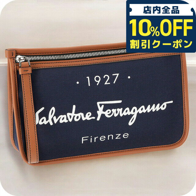 ＼10%OFFクーポン★21日10時迄／ フェラガモ クラッチバッグ メンズ Ferragamo 240971 ネイビー ビジネス 軽量 小さめ ミニバッグ ブランド 高級 おしゃれ プレゼント 男性 実用的 かっこいい