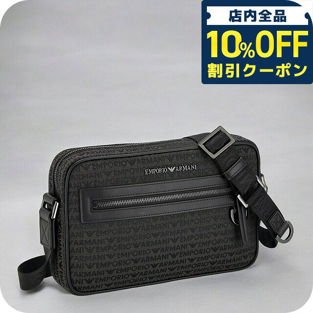 Rakuten - ＼全品10%OFFクーポン／ エンポリオ・アルマーニ ショルダーバッグ メンズ EMPORIO ARMANI EM001210-AF13823 ブラック 斜めがけ ブランド 高級 おしゃれ プレゼント 男性 実用的 かっこいい