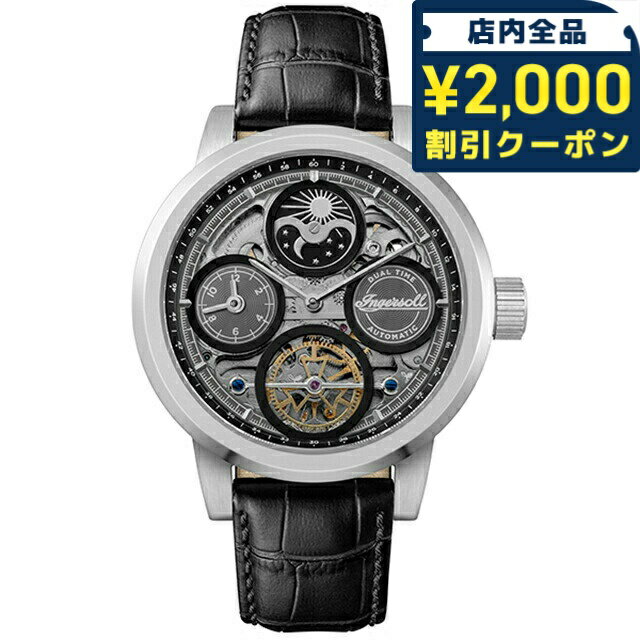 乐天商城 - ＼2000円OFFクーポン+さらに9倍／ インガソール ザ アーク 自動巻き 腕時計 ブランド メンズ ムーンフェイズ オープンハート INGERSOLL I16001 アナログ ブラック スケルトン 黒 おしゃれ 防水 プレゼント 男性 実用的 40480