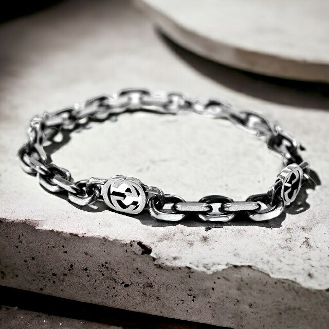 Silver - ＼10%OFFクーポン／ グッチ ブレスレット インターロッキングG sterling silver ユニセックス メンズ レディース 620798 J8400 0811 20cm GUCCI シルバー ギフト プレゼント 実用的 61800