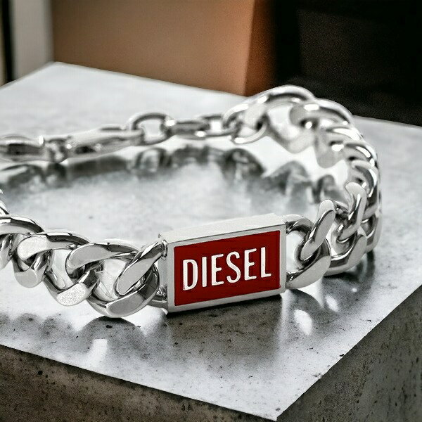 ＼27日02時まで★先着2000円OFFクーポン／ ディーゼル ブレスレット DIESEL ステンレススチール メンズ レディース DX1371040 シルバー レッド アクセサリー ギフト 父の日 プレゼント 実用的