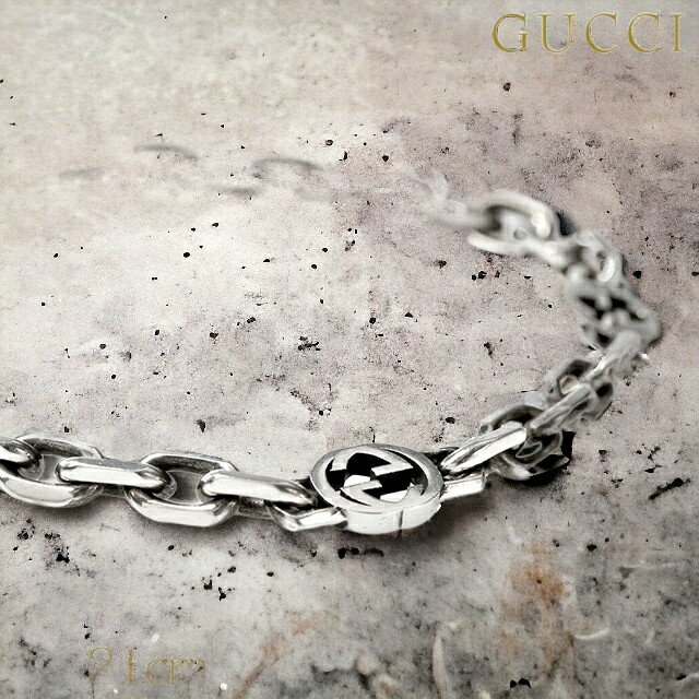 ＼期間限定★店内全品2000円OFFクーポン／ グッチ ブレスレット GUCCI インターロッキングG sterling silver メンズ レディース 620798 J8400 0811 シルバー アクセサリー ギフト 父の日 プレゼント 実用的