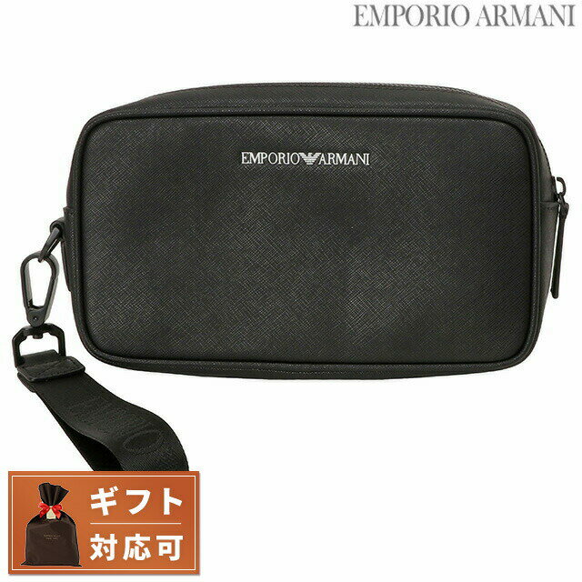 ＼5/18限定★全品10%OFFクーポンにさらに+3倍／ エンポリオアルマーニ EMPORIO ARMANI Y4R356 Y020V 81072 サフィアーノ ハンドポーチ クラッチバッグ トラベルポーチ ブラック メンズ 記念品 ギフト 父の日 プレゼント 実用的