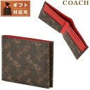 コーチ 二つ折り財布 メンズ コーチ COACH 4906 V1P ホースアンドキャリッジ プリント 馬車ロゴ 二つ折り財布 ブランド （小銭入れ無し）トリュフ/スポーツレッド メンズ Horse And Carriage Refined Ddouble Billfold 記念品 プレゼント ギフト