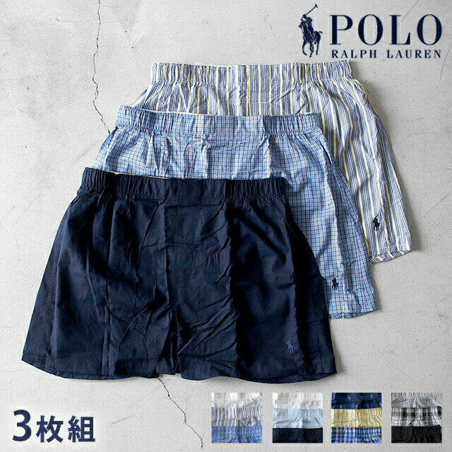 Polo Ralph Lauren ポロ ラルフ ローレン トランクス メンズ ブランド Polo Ralph Lauren P3 Classic Fit Woven Boxer S M L 3枚セット ストライプ 下着 アンダーウェア ネイビー ストライプ チェック ホワイト ライトブルー イエロー ブラック 白 黒 選べるモデル 父の日 プレゼント 実用的