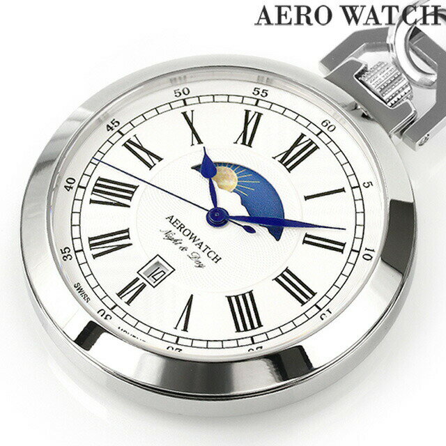 ＼5/18限定★全品10%OFFクーポンにさらに+3倍／ アエロウォッチ クオーツ 懐中時計 AEROWATCH 44829 AA01 アナログ ホワイト 白 スイス製 プレゼント ギフト