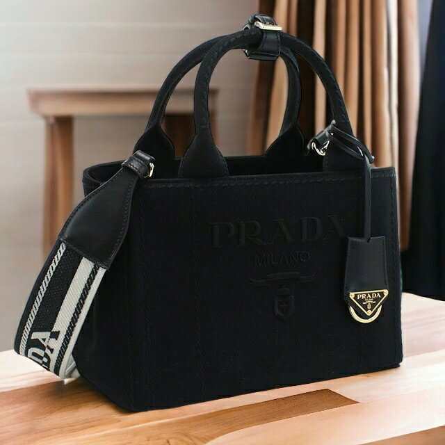 プラダ トートバッグ（レディース） プラダ トートバッグ レディース ブランド PRADA CANAPA RICAMO キャンバス イタリア 1BG464 NERO ブラック バッグ