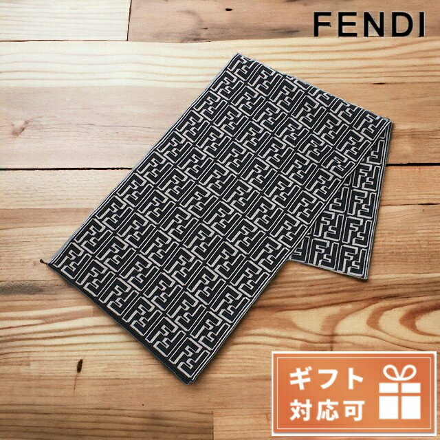 ＼5/18限定★全品10%OFFクーポンにさらに+3倍／ フェンディ マフラー メンズ FENDI イタリア FXS124 ブラック ベージュ系 小物 父の日 プレゼント 実用的