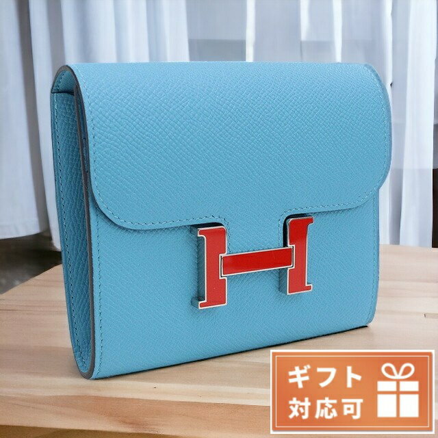 ＼期間限定★店内全品2000円OFFクーポン／ エルメス 二つ折り財布 ユニセックス HERMES エプソン フランス コンスタンスコンハ゜クトウォレット ブルー系 財布