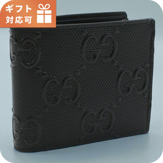 GUCCI - ＼10%OFFクーポン／ グッチ 二折財布小銭入付き メンズ ブランド GUCCI GG LEATHER イタリア 625555 ブラック 財布 75440