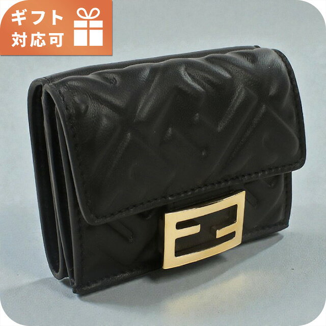 乐天商城 - フェンディ 三折財布小銭入付き レディース ブランド FENDI レザー 8M0395 ブラック 財布 78330
