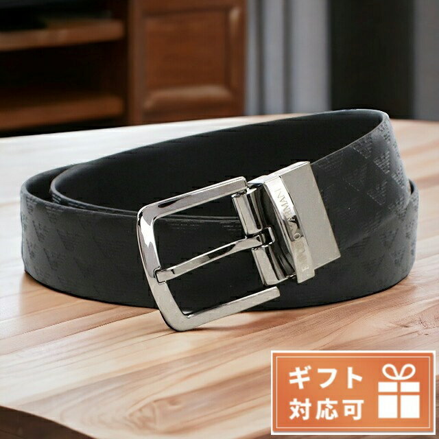 アルマーニ ベルト（メンズ） ＼期間限定★店内全品2000円OFFクーポン／ エンポリオ・アルマーニ ベルト メンズ EMPORIO ARMANI レザー イタリア Y4S074 BLACK-BLACK ブラック 小物 父の日 プレゼント 実用的