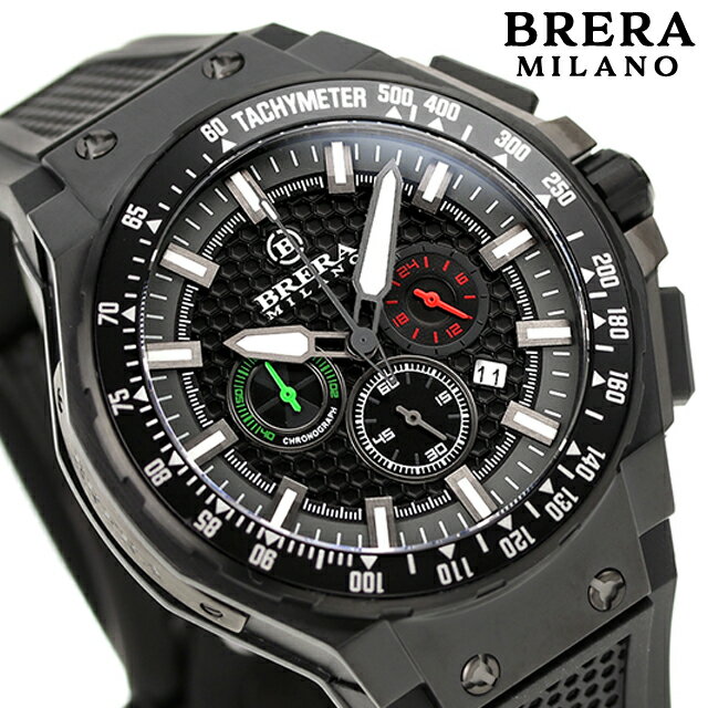 ＼21日10時まで★全品10%OFFクーポン／ ブレラ ミラノ GRANTURISMO GT2 CHRONOGRAPH QUARTZ クオーツ 腕時計 メンズ クロノグラフ BRERA MILANO BMGTQC4503 アナログ ブラック 黒 記念品 ギフト 父の日 プレゼント 実用的