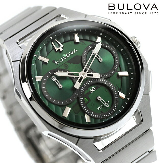 乐天商城 - 【ショッパー付】 ブローバ カーブ ハイプレシジョンクォーツ 腕時計 ブランド メンズ クロノグラフ BULOVA 96A338 アナログ グリーン おしゃれ 防水 プレゼント 男性 実用的