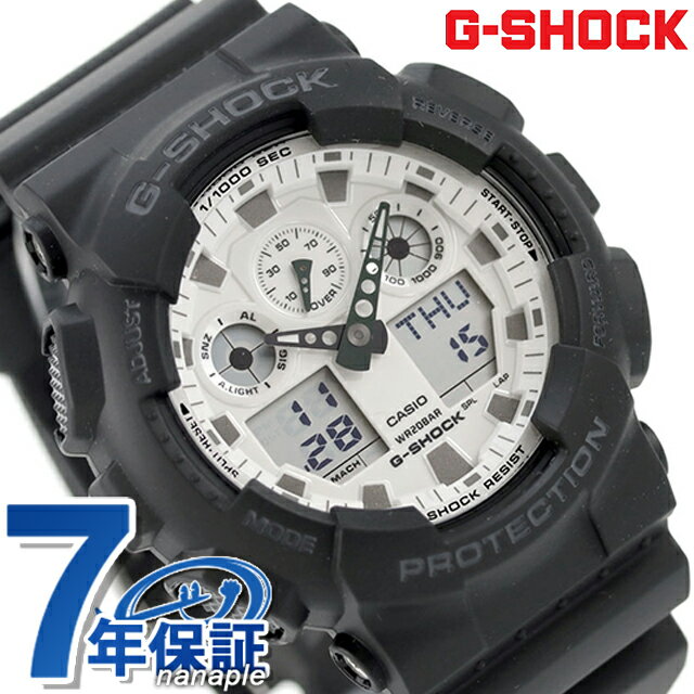 gショック ジーショック G-SHOCK クォーツ 電池式 GA-100WD-1A アナログデジタル GA-100シリーズ メンズ 腕時計 ブランド カシオ casio アナデジ ホワイト ブラック 黒