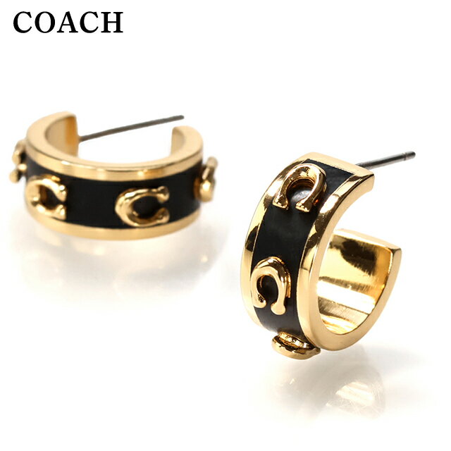 Opal - コーチ ピアス レディース ブランド COACH スタッド 両耳用 448375 GLD 001 ブラック ゴールド アクセサリー 10750