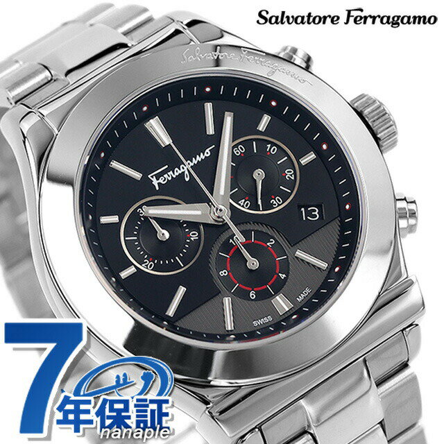 乐天商城 - フェラガモ 1898 42mm クロノグラフ スイス製 メンズ FFM080016 Ferragamo 腕時計 ブランド ブラック 時計 ギフト プレゼント 実用的