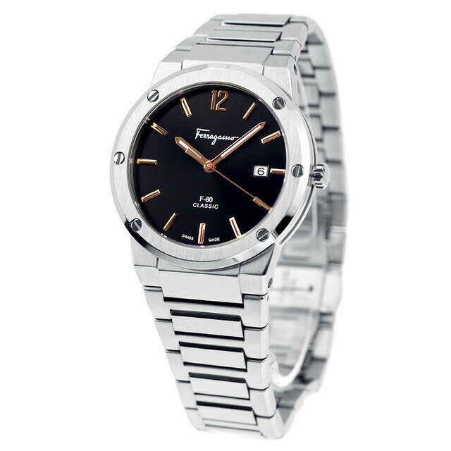 サルヴァトーレ フェラガモ F-80 クラシック クオーツ 腕時計 メンズ Salvatore Ferragamo SFDT02423 アナログ ブラック 黒 スイス製 高級 ブランド おしゃれ 防水 プレゼント 男性 実用的