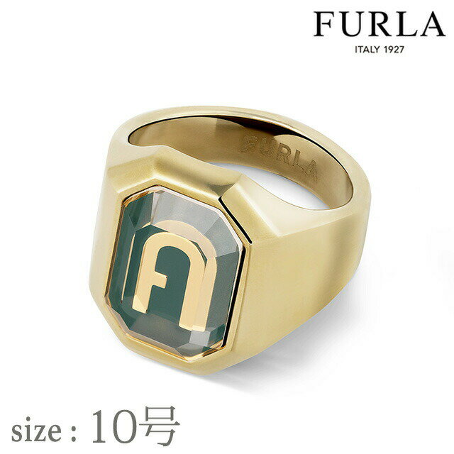 フルラ リング レディース ブランド FURLA OCTAGONAL RING 10号 ステンレススチール FJ0302RT0 ゴールド グリーン アクセサリー