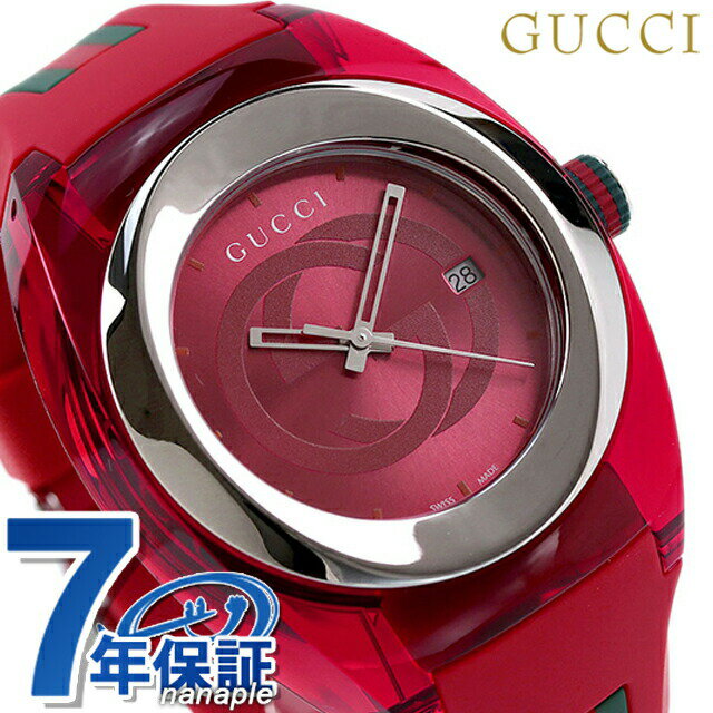 グッチ 腕時計（メンズ） 【クロス付】 グッチ 時計 スイス製 メンズ 腕時計 ブランド YA137103A GUCCI シンク 46mm レッド 記念品 ギフト 父の日 プレゼント 実用的