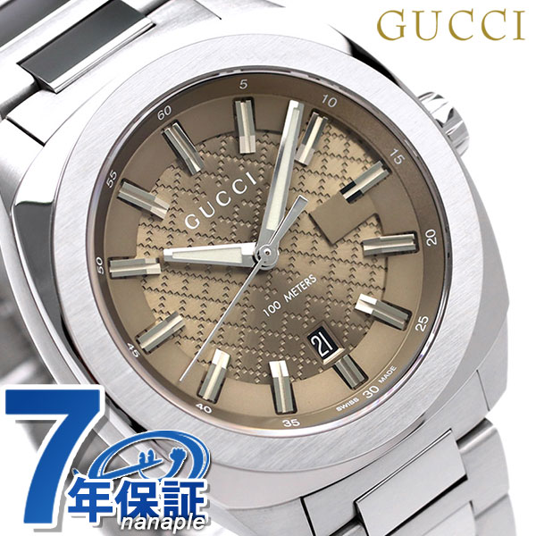 【クロス付】 グッチ 時計 メンズ GUCCI 腕時計 GG2570コレクション ラージ 41mm YA142315 ブラウン 父の日 プレゼント 実用的