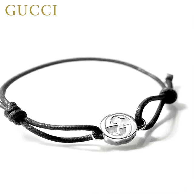 グッチ ブレスレット メンズ レディース GUCCI インターロッキング ロゴ A002MN JAAFV シルバー ブラック アクセサリー 腕輪 ジュエリー ブランド 高級 おしゃれ プレゼント 実用的 ペア