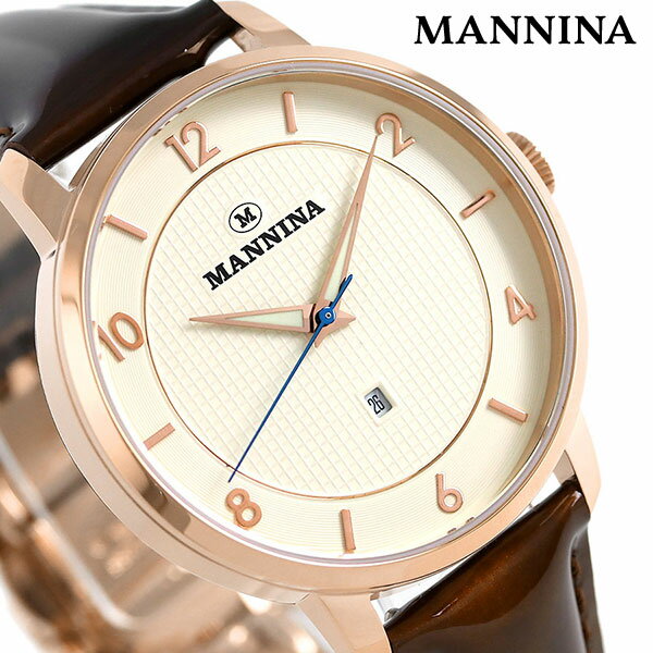 Rakuten - マンニーナ MANNINA メンズ 腕時計 ブランド ラウンド 38mm クオーツ 替えベルト付 MNN001-03 アイボリー×ブラウン 時計 ギフト プレゼント 実用的 20350