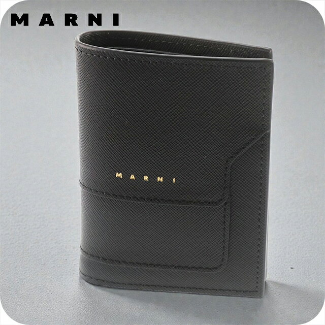 乐天商城 - マルニ 二つ折り財布 レディース ブランド MARNI ロゴ ブラック 財布 ウォレット 高級 おしゃれ プレゼント 実用的 53800