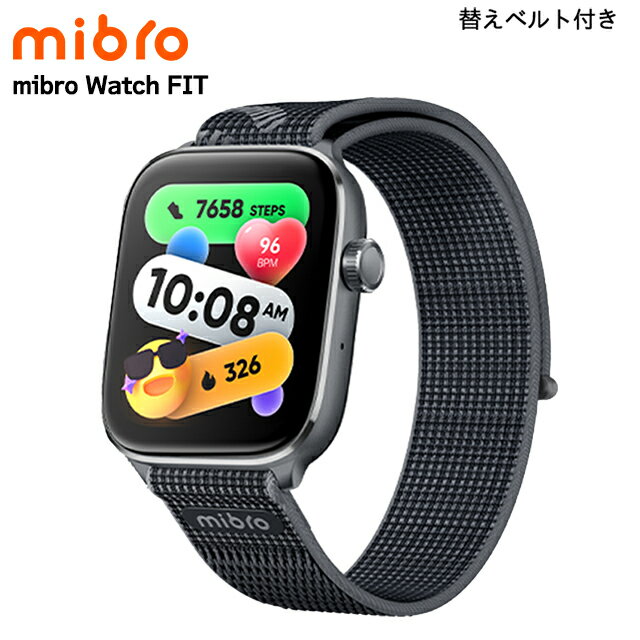 ＼2000円OFFクーポン+さらに9倍／ ミブロ Watch FIT ダークターニッシュ 充電式クォーツ スマートウォッチ ブランド メンズ レディース Bluetooth 替えベルト mibro SP380018-C22 デジタル ブラック 黒