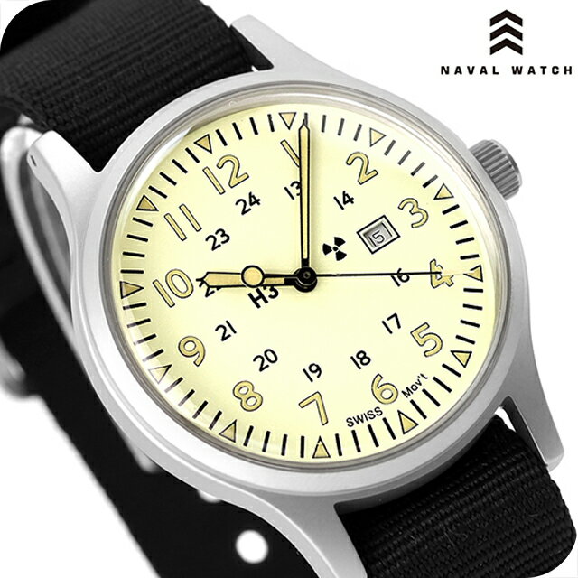 Rakuten - ナバルウォッチ NAVAL MILITARY WATCH US Army Type クォーツ 電池式 腕時計 ブランド メンズ NAVAL WATCH Mil-01C/BK アナログ クリーム 白 おしゃれ 防水 プレゼント 男性 実用的