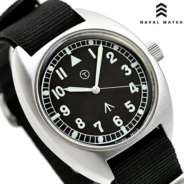 ナバルウォッチ Naval military watch Royal Air Force Type クォーツ 電池式 腕時計 ブランド メンズ NAVAL WATCH Mil-02A-BK アナログ ブラック 黒 おしゃれ 防水 プレゼント 男性 実用的