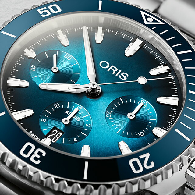 オリス アクイス クロノグラフ 43.5mm 自動巻き 腕時計 ブランド メンズ クロノグラフ ORIS 01 771 7793 4155-07 8 23 01PEB アナログ ブルーグラデーション スイス製
