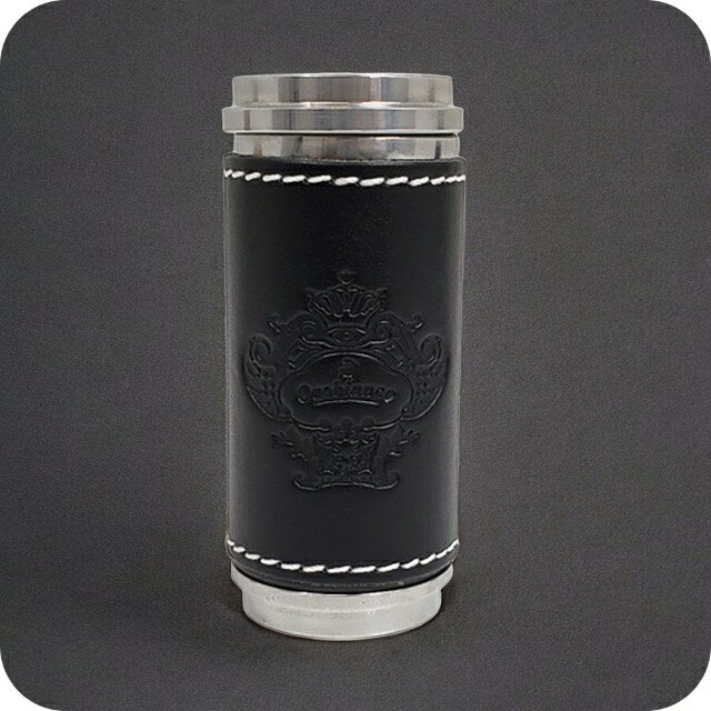 オロビアンコ 携帯灰皿 メンズ レディース ブランド Orobianco アルミ合金、牛革 革巻き ORA-001 BK ブラック 小物