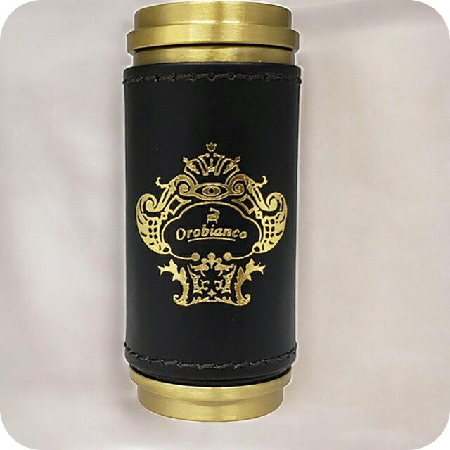 オロビアンコ 携帯灰皿 メンズ レディース ブランド Orobianco アルミ合金、牛革 革巻き ORA-001 GD ブラック ゴールド 小物