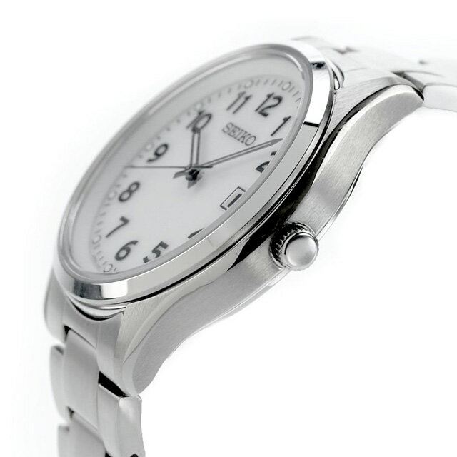 セイコーセレクション アラビア Sシリーズ ソーラー 腕時計 シンプル メンズ 数字だけ 数字大きい SEIKO SELECTION SBPX153 アナログ ホワイト 白 日本製 ブランド おしゃれ 防水 プレゼント 男性 実用的 学生 受験生 受験用 試験用 受験対応