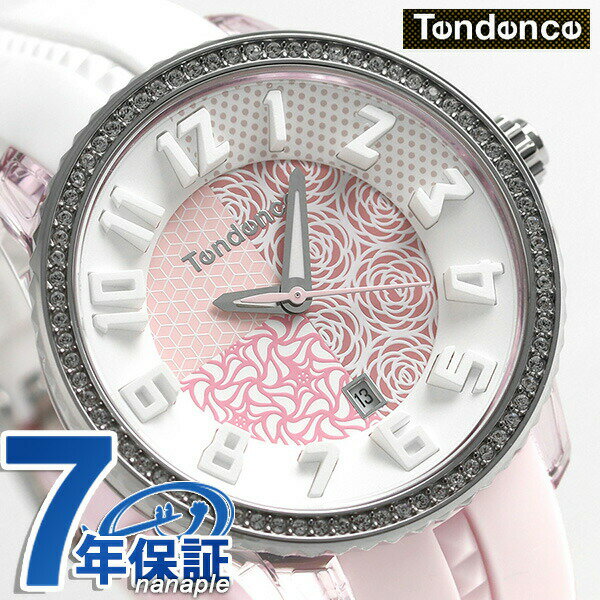 ＼期間限定★店内全品2000円OFFクーポン／ テンデンス クレイジー ミディアム 42mm クオーツ TY930065 腕時計 レディース ホワイト×ピンク TENDENCE 記念品 プレゼント ギフト