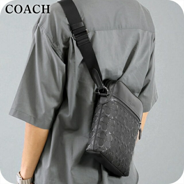 コーチ ショルダーバッグ メンズ ブランド COACH シグネチャー レザー 4009 QB BK ブラック 斜めがけ ブランド 高級 おしゃれ プレゼント 男性 実用的 かっこいい
