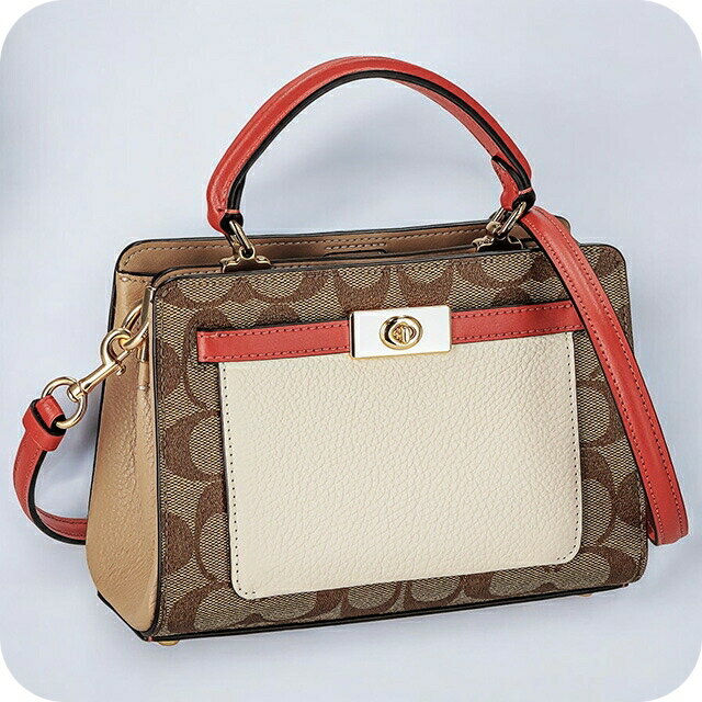 コーチ ハンドバッグ 2way ショルダーバッグ 斜めがけ レディース アウトレット ブランド COACH シグネチャー C8318 IMLOT カーキ ホワイト マルチ ブラウン 軽量 小さめ 手提げ 高級 おしゃれ プレゼント 女性 実用的 かわいい