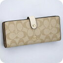 コーチ 長財布 メンズ レディース ブランド COACH シグネチャー CH414 IMDQC 1 ライトカーキベージュ/チョークホワイト(4)