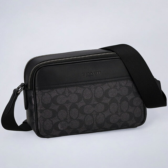 樂天商城 - ＼10%OFFクーポン★GW限定／ コーチ ショルダーバッグ メッセンジャーバッグ メンズ アウトレット ブランド COACH シグネチャー CV921 QBMI5 チャコール/ブラック 斜めがけ 高級 おしゃれ プレゼント 男性 実用的 かっこいい 30450