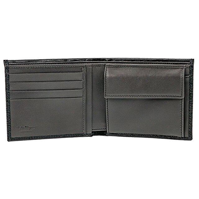 ＼2000円OFFクーポン＆さらに+9倍／ フェラガモ 二つ折り財布 メンズ ブランド Ferragamo 66A065PEBBLE NE DR 733 323 ブラック