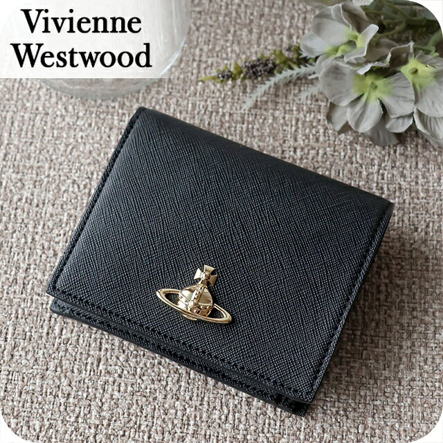 樂天商城 - ヴィヴィアン ウエストウッド 二つ折り財布 二折財布 レディース ブランド Vivienne Westwood SAFFIANO PLAIN 革 レザーウォレット 小銭入れあり ロゴ 51150030W S000B N402 BLACK ビビアン 29480